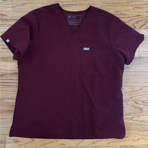 Figs Burgundy Catarina One Pocket Scrub Top
